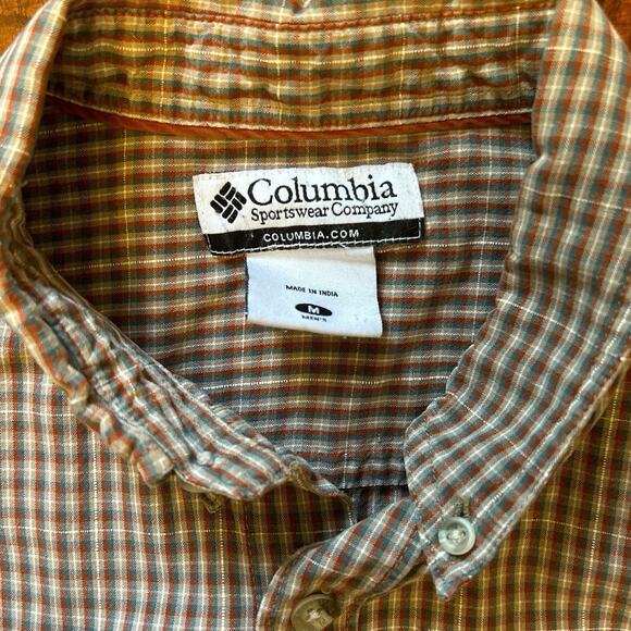 Columbia Men’s Brown Plaid Button Down Shirt Size M - Picture 3 of 5